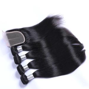 China Neobeauty Brazilian Raw Virgin Hair Bundles Straight 4x4 Lace Grade 8A factory