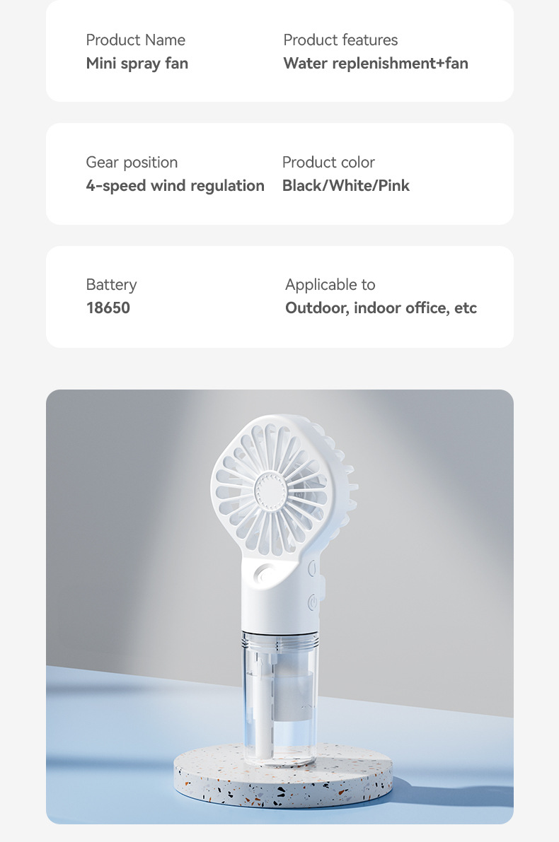 Portable Mini Handheld Fan 4 Speed Settings Rechargeable and 2-8 Hours Working Time