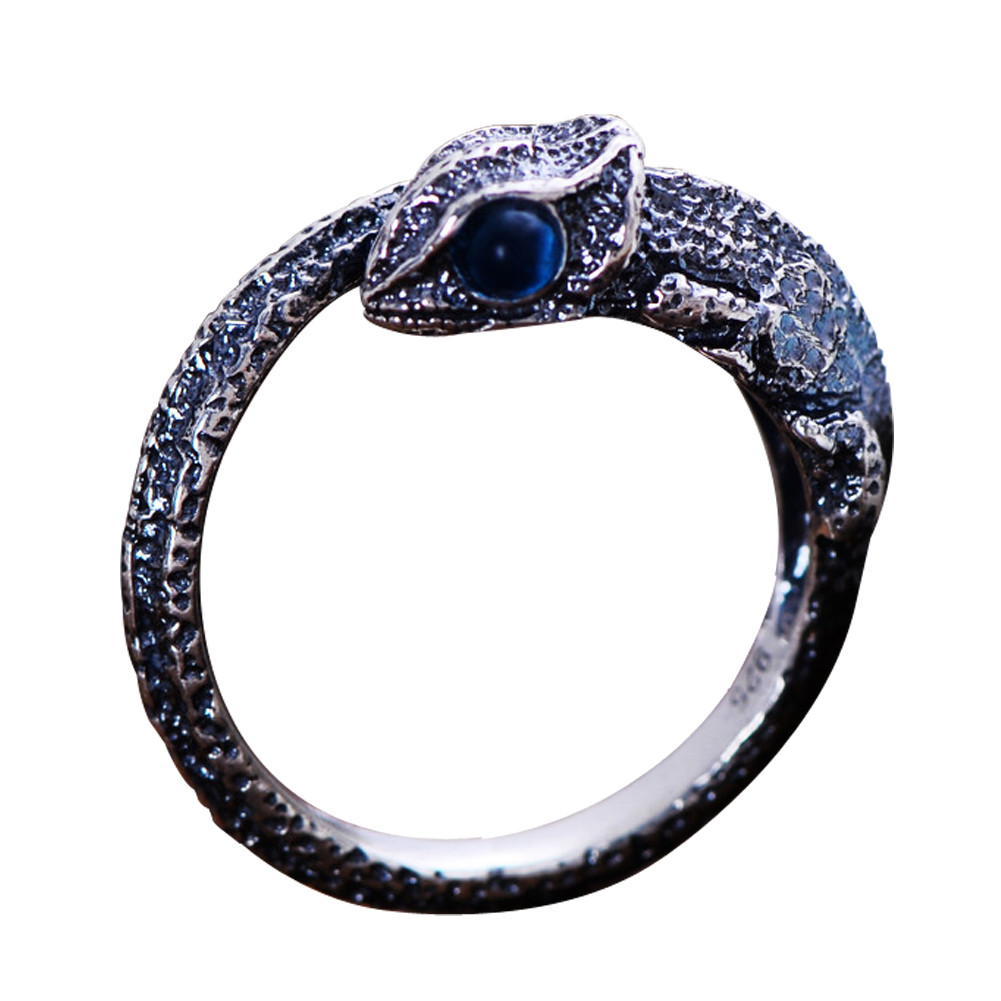 Womens and Mens Chameleon Retro Sterling Silver Ring(XH056032WBLUE)