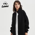 Winter Zipper Stand Collar Printed Black Jogger Soft 400g Polar Fleece Thicken