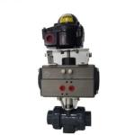 Double Union Thread Connection Chemical Resistant PVC 2 Way Electric Ball Valve