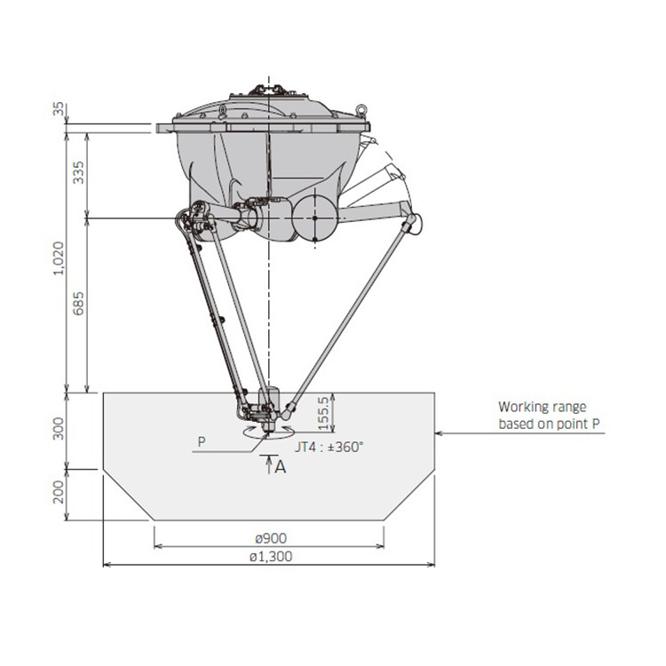 Parallel Link Type Chinese Robot Arm Ceiling Mounting For Kawasaki Robot