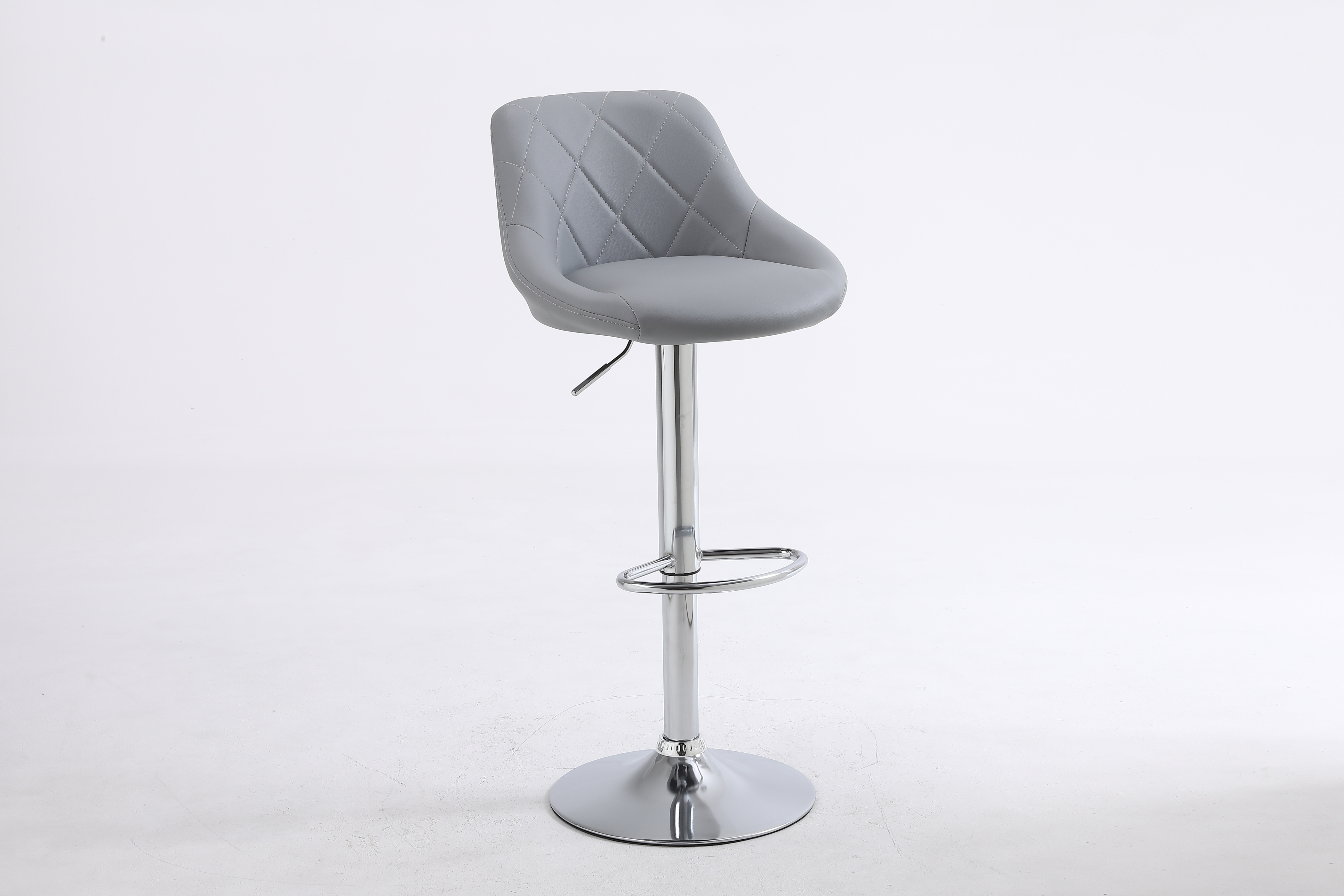 360 Swivel and Height Adjust Bar Stool PU Leather Upholstered Counter Height Furniture