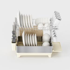 China 2 Tiers Rectangle Stainless Steel Detachable Dish Rack Premium Kitchen Dish Drainer Board Dish Drying Rack factory