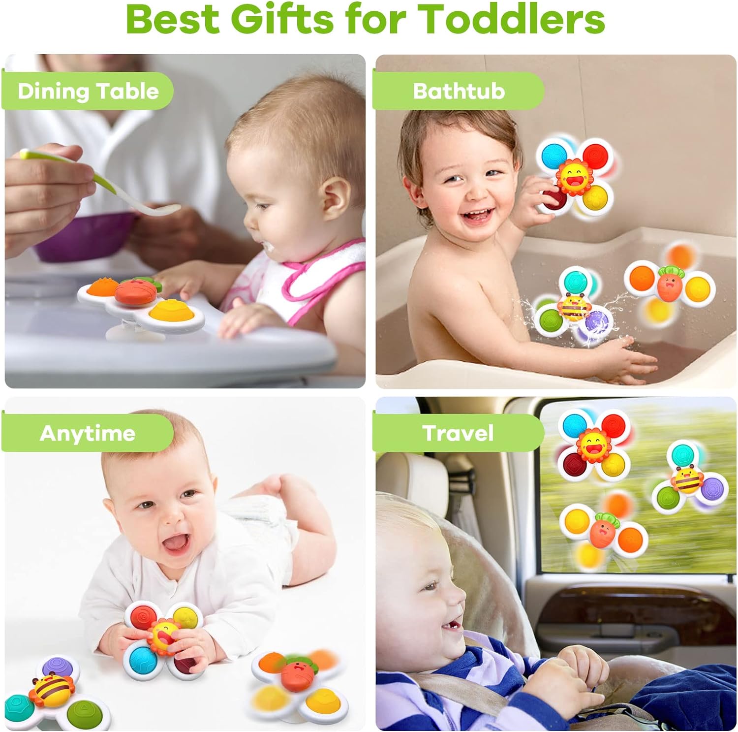 1 2 3 Year Olds Suction Cup Spinner Baby Learning Sensory Toy for Toddlers Unisex Gift Idea
