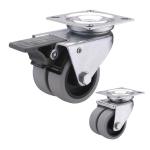50MM Bolt Hole Swivel Head 132LBS TPR Rubber Casters Twin Wheel Industrial