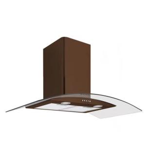China Hotel Kitchen Stainless Steel Arc Glass Chimney Hood 100cm Strong Suction factory