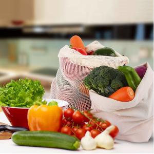 China ISO9006 Biodegradable Organic Cotton Drawstring Bags Reusable Mesh Produce Bags BRC factory