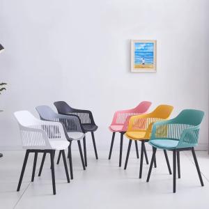 China Blue Orange Coloured Plastic Dining Chairs Apartment Plastic Chairs For Dining Table factory