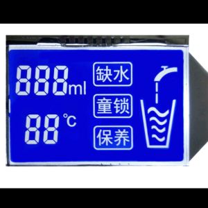 12 O'Clock Viewing 7 Segment LCD Display HTN Blue Negative White Characters 3.3V