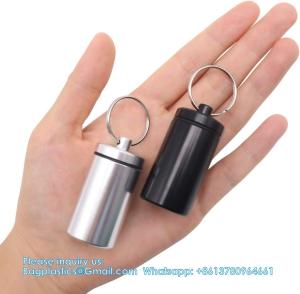 China Keychain Pill Holder (5 Pack), Aluminum Waterproof Portable Small Travel Medicine Bottle Case Box Container For Purse factory