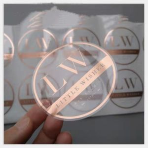 Rose Gold Round Self Adhesive Labels Round Logo Waterproof