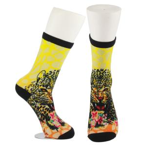 China Yellow Anti Slip Custom Printed Socks , Eco - Friendly Soft Cute Printed Socks factory