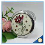Shinny Gifts Customized Flower Design Round Shape Portable Pocket Mirror