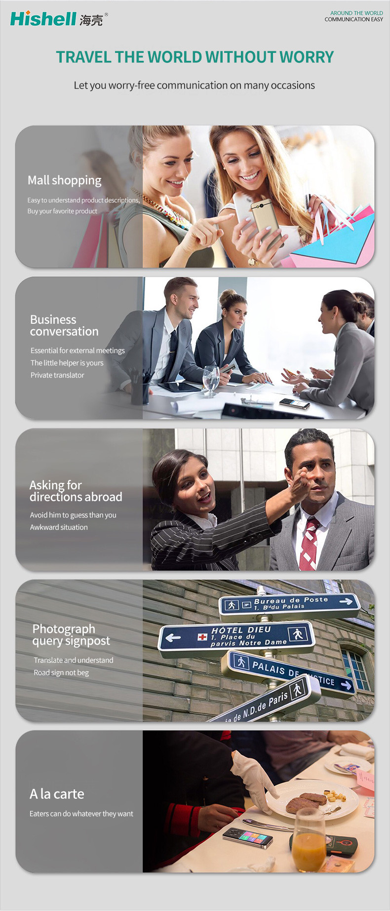 Hishell Multilingual Pocket Voice Translator , WIFI Translation Device For Traveling