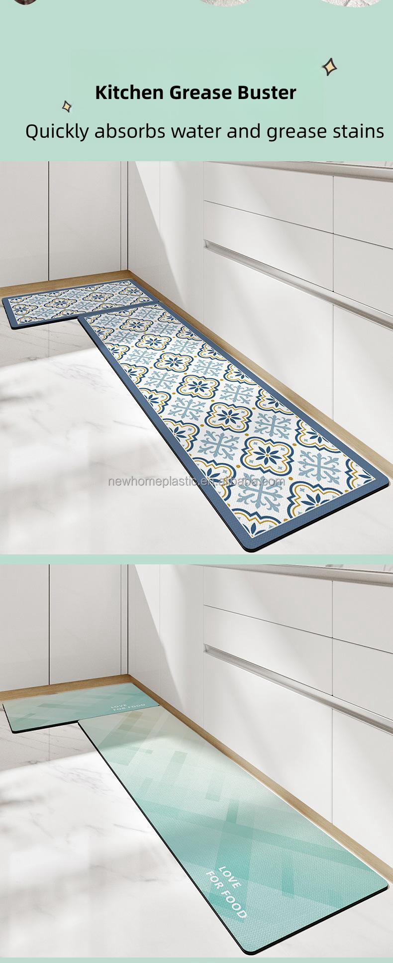 45*75cm/45*150cm Kitchen Mat for Aisle Strong Absorbent and Dirt-resistant Material