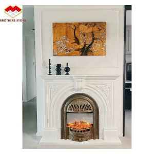 China Modern Italian Style Marble Fireplace Mantel Indoor Decorative Stone Fireplace in Granite factory