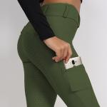 Green Printed Horse Riding Pants Nylon Full Seat Silicone Leggings With Phone