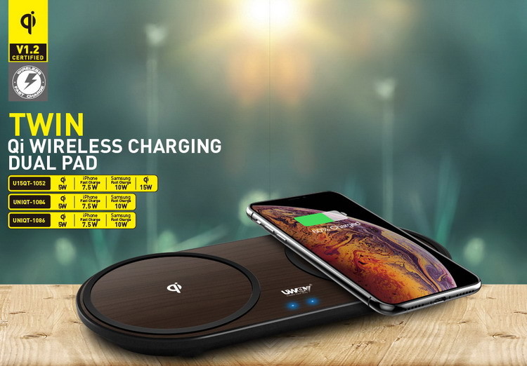 Universal Dual Wood 12 Volt Wireless Charging Pad