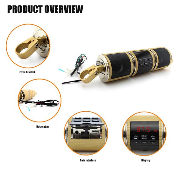 3 Color FM Motorcycle Audio System , Bluetooth V2.1 26dB Motorcycle Stereo Speakers