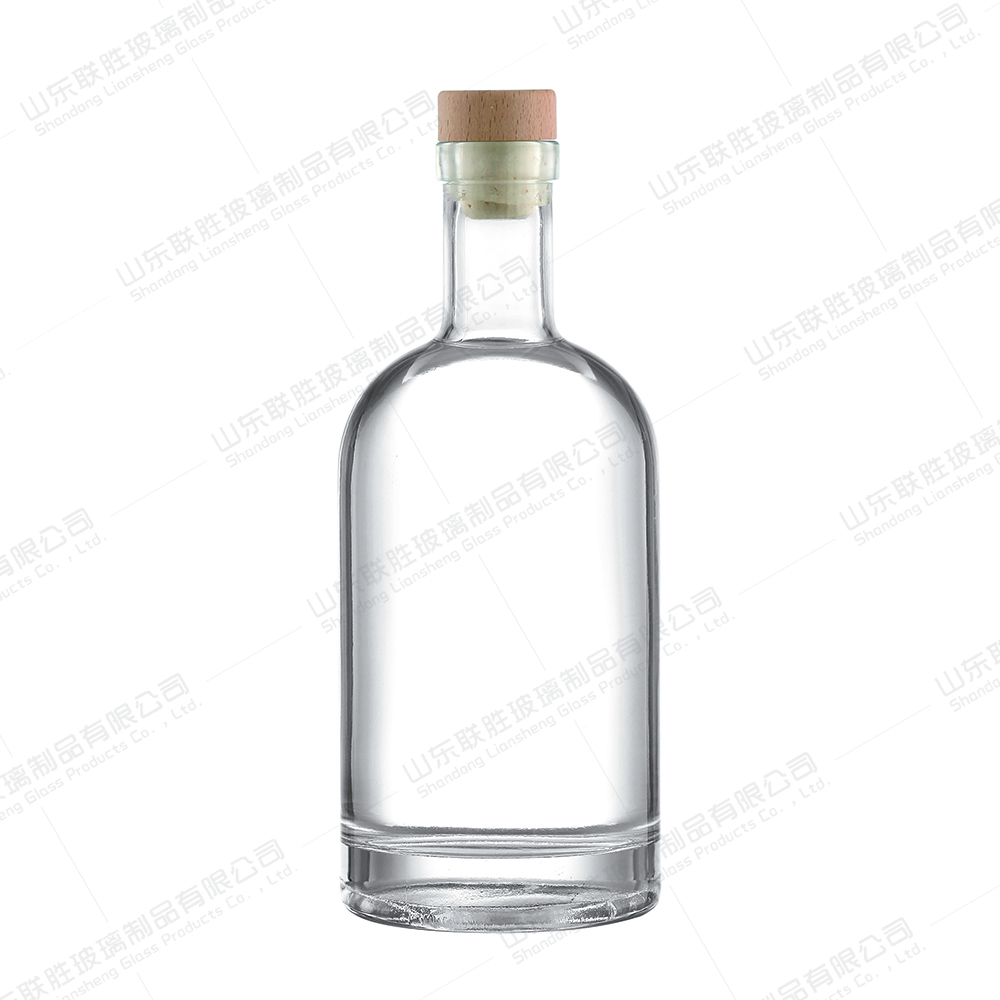 750ml Cylindrical Vodka Glass Wine Bottle With Cork Custom Size Accepted for Products