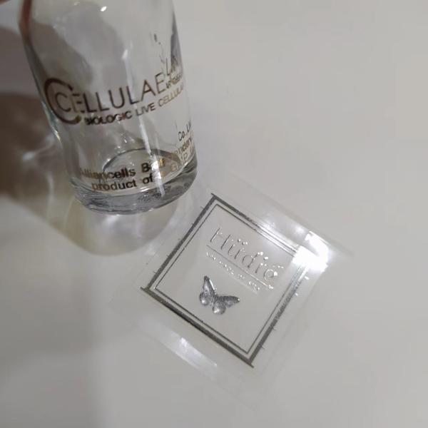 Custom Mini Transparent PET Bottle Sticker Foil Stamping For Essential Oil