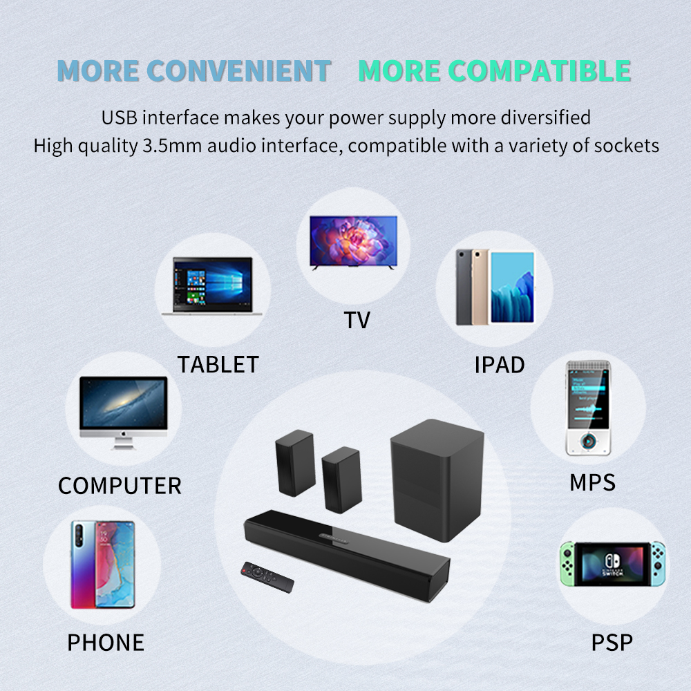 Outstanding 5.1CH Blue Tooth Speaker System Excellent for Home Theater and TV Gaming