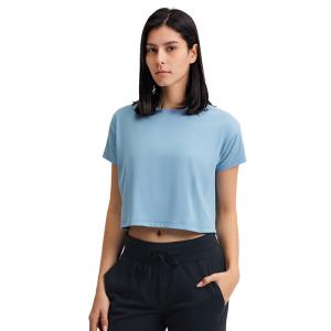 China Short Sleeve Loose Gym Crop Tops T Shirts Sportswear Workout Tee For Ladies factory