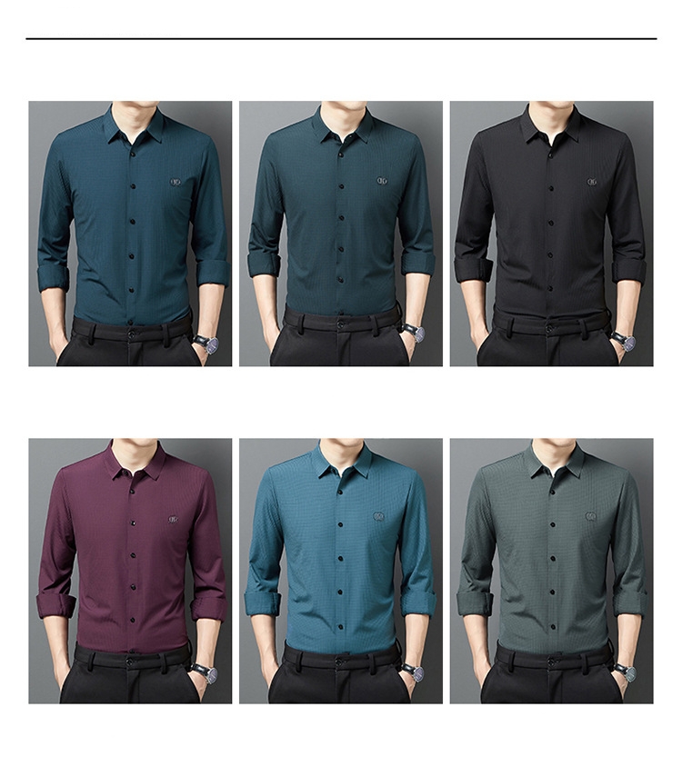 Large Size Mens Designer Casual Long Sleeves Stretch Vertical Stripes Vintage Shirts