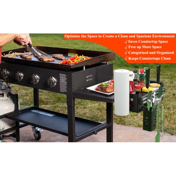 Handy BBQ Accessories Storage Caddy with Magnetic Tool Holder and Paper Towel Holder