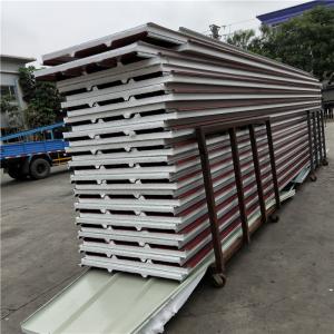 China 7250mm length 14kg wine red color steel eps sandwich roof panel 1050-50-0.4mm factory