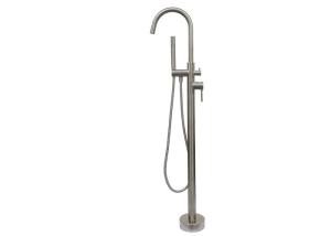 China Modern Free Standing Bathtub Shower Mixer Taps Floor Mounted Tub Shower Faucets With Hand Sprayer Dual handle fuacet factory
