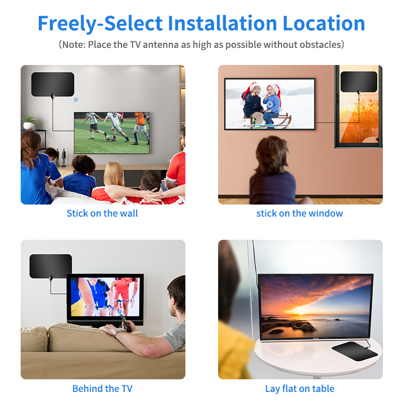 Customizable Cable Length Indoor HD 1080p Digital TV Receiver with Adhersive Mount