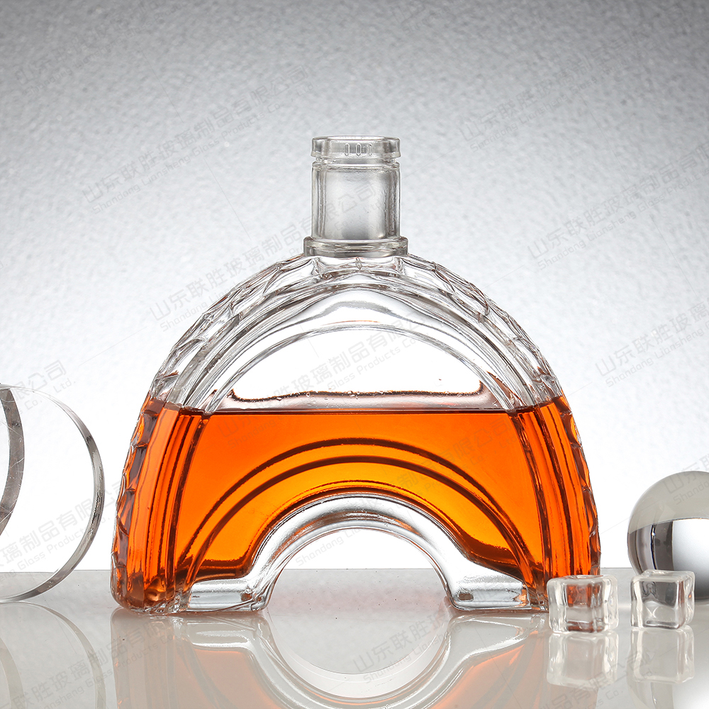 Customizable Logo Half Moon Shape Glass Bottle for Wine 100ml 200ml 375ml 500ml 750ml
