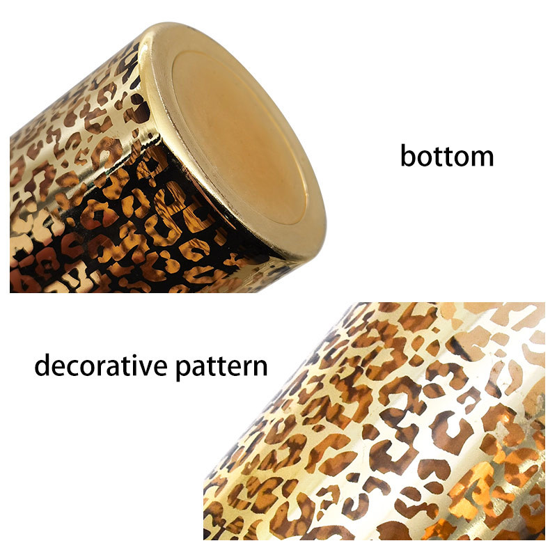 SGS Frosted Nordic Leopard Print Glass Candle Holder