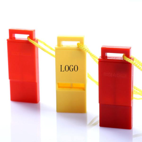 Plastic outdoor whistle plastic flat whistle toy whistle 58*22*7mm logo