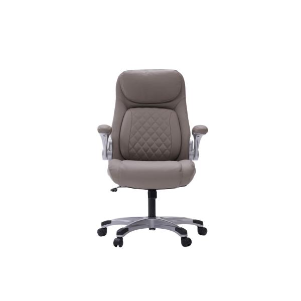 Stylish Ergonomic PU Leather Office Chair with Lumbar Support and FlipAdjust
