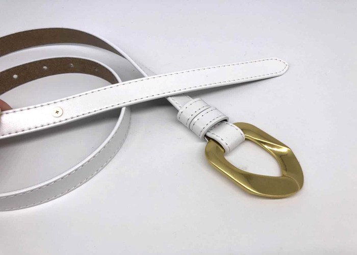 White 18mm Womens Fashion Leather Belts Alloy Buckle