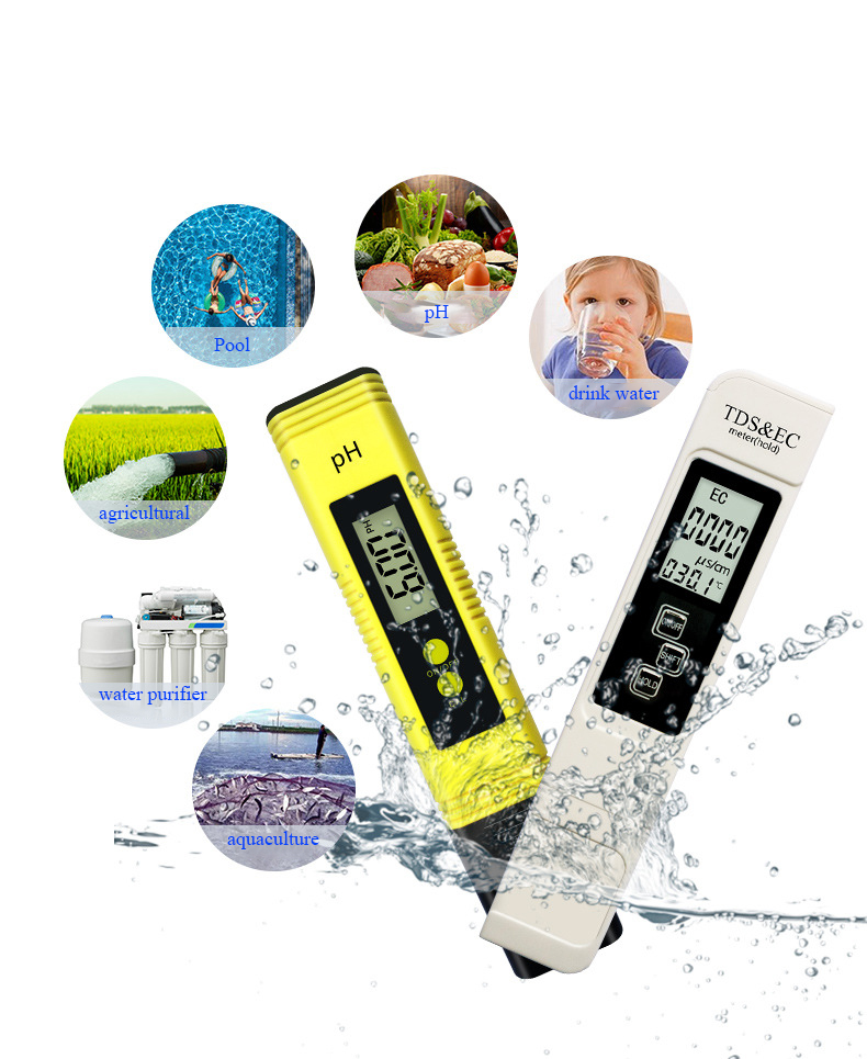 PH TDS EC Temperature Meter Combo Measuring Range 0-14ph 0-9990ppm 0-9990us/cm 3V Pen Type