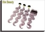 Virgin Hair Weave Brazilian Grey Purple Top Lace Closure 8 Inch To 22 Inch