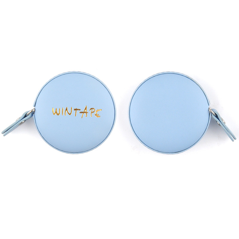 Wintape Fashion Hot Stamping Logo Round Shape Multi-Color Mini Cute Blue Leather Tape Measure