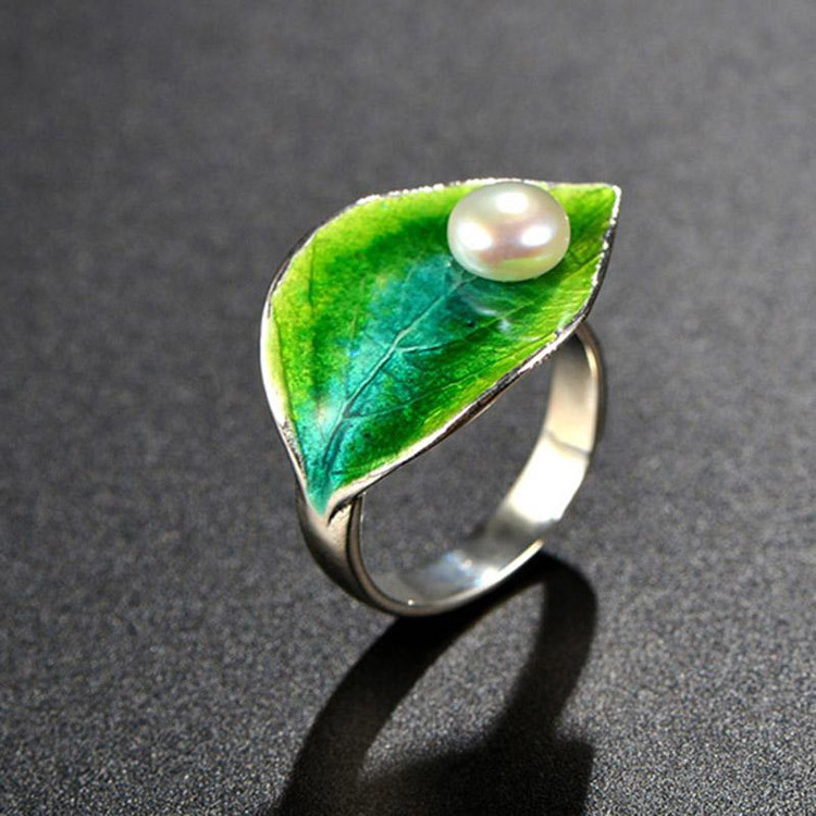 Fashion Women 925 Sterling Silver Colorful Enamel Ring with Pearl (R6050601)