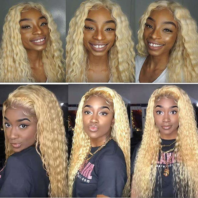 Blonde 613 Deep Wave Wig Human Hair Wig Brazilian Virgin Cuticle Aligned