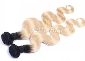 China 12'' - 30'' Body Wave Ombre Real Hair Extensions / Golden Blonde Curly Hair factory