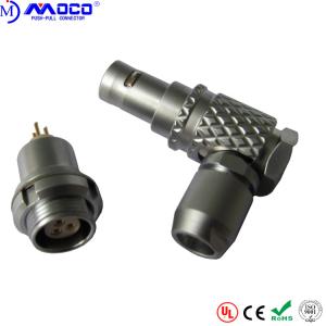 China 3 Pin Push Pull Electrical Connectors Right Angle Male / Straight Contacts Female factory