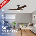 Home Hotel Office 52 Inch High Airflow LED Ceiling Fan with Remote and Metal