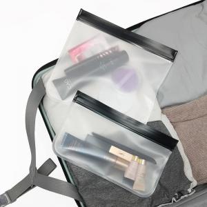 China Shockproof Clear Frosted PEVA Bag 1 Large 1 Small Makeup Bags factory