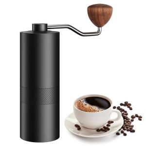 China Black 12 Setting Compact Coffee Grinder Dual Bearings Hand Crank Conical Burr Grinder factory