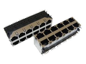 China Stacked 2x6 Multi Port RJ45 PA46 Plastic Housing 750 Mating Cycles Life Time factory