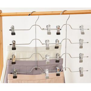 Chrome 4 Tier Space Saving Trouser And Skirt Hangers With Clips